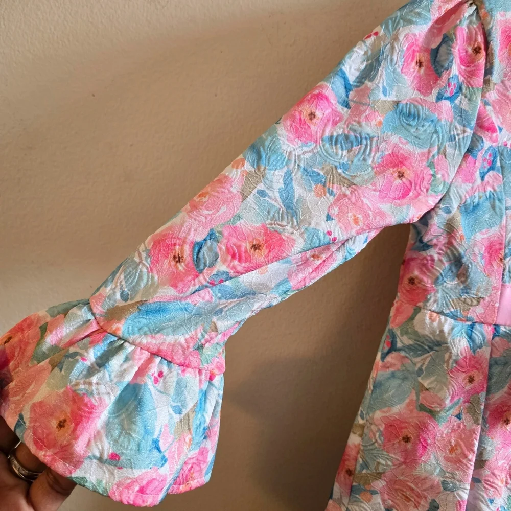 Blueberi Boulevard Floral Dress And Coat Set Girls Size 5 Pink Easter Party